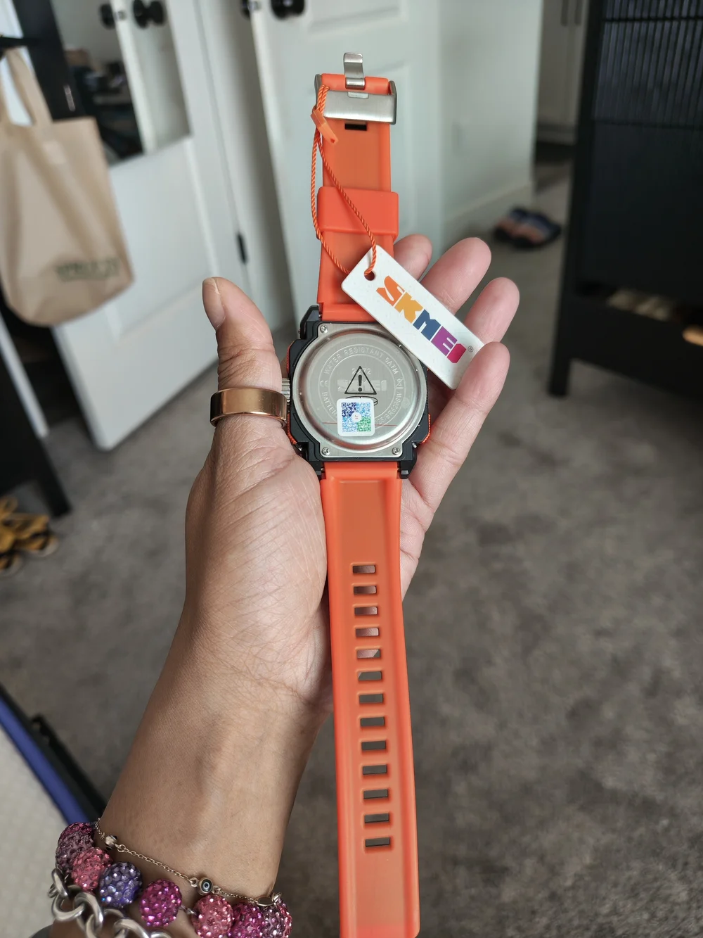Men's Black & Orange Sport Digital Watch